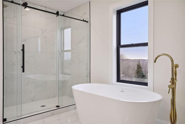 bathroom with independent shower and bath