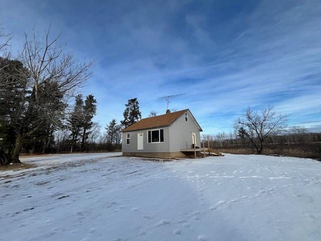 view of snow covered exterior