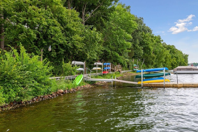 dock area featuring a water view