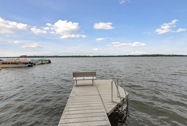 view of dock featuring a water view