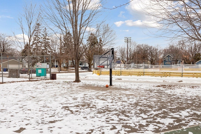 view of yard covered in snow