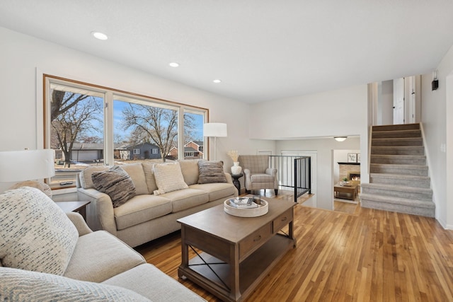 living room with wood-type flooring