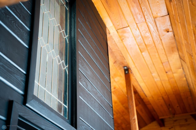 room details featuring wooden walls