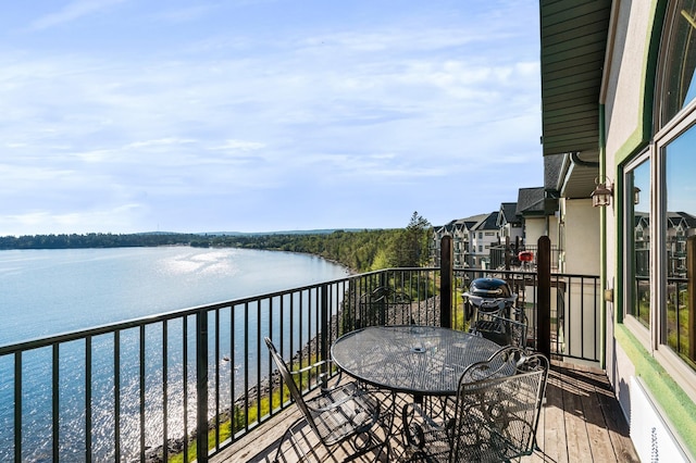 balcony with a water view