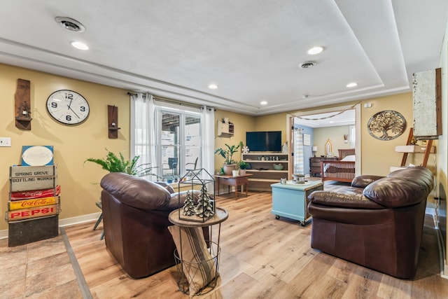 living room featuring light hardwood / wood-style flooring