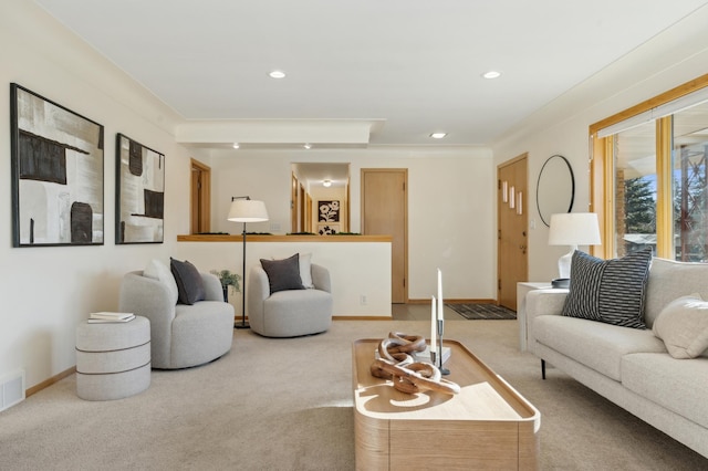 living room with carpet floors