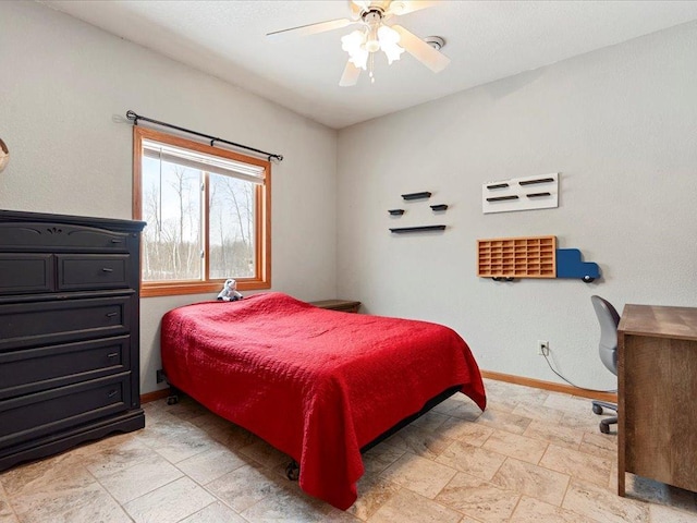 bedroom featuring ceiling fan