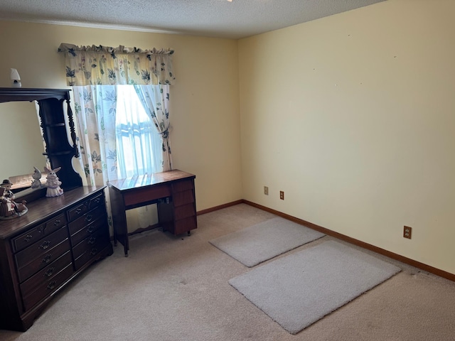 spare room with light carpet and a textured ceiling