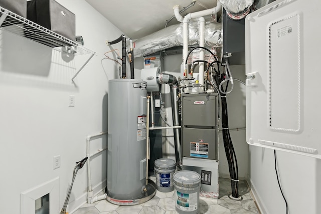 utility room featuring electric water heater