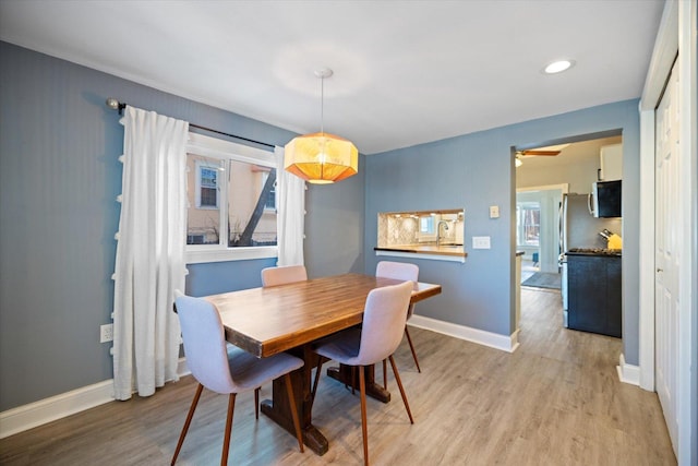 dining room featuring a healthy amount of sunlight and light wood-type flooring