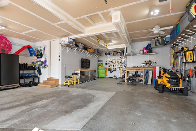 garage featuring a workshop area