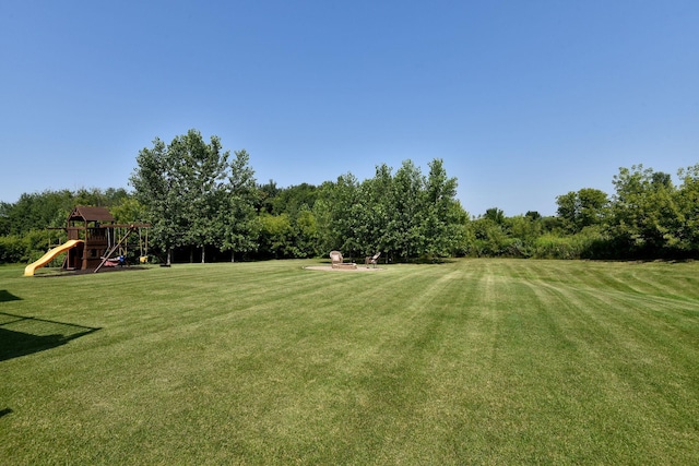 view of yard with a playground