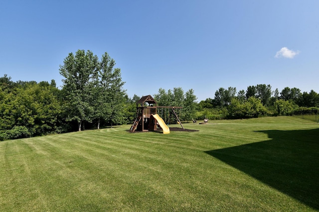 view of yard with a playground