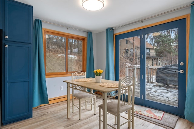 dining area featuring light hardwood / wood-style flooring