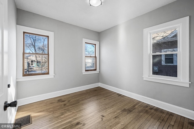 spare room featuring hardwood / wood-style flooring and a wealth of natural light