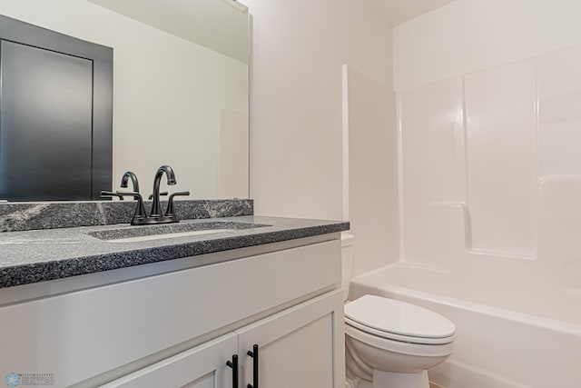 full bathroom with vanity, toilet, and shower / bath combination