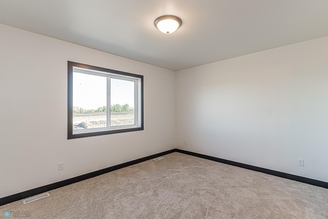 spare room featuring light carpet