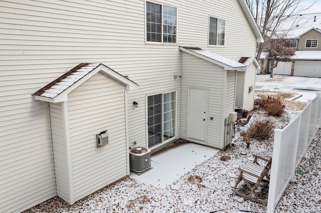 exterior space featuring central air condition unit