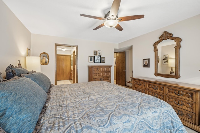 bedroom featuring ceiling fan