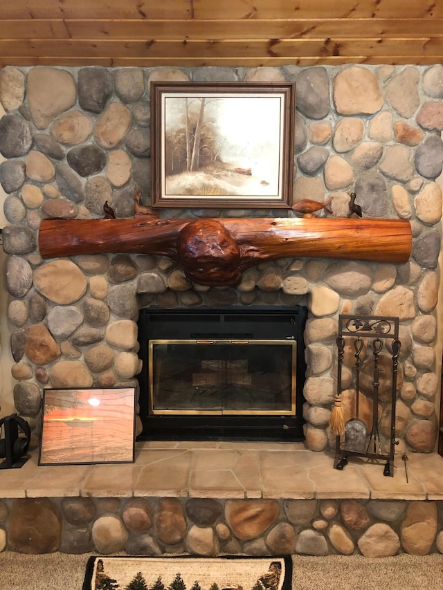 interior details with a fireplace