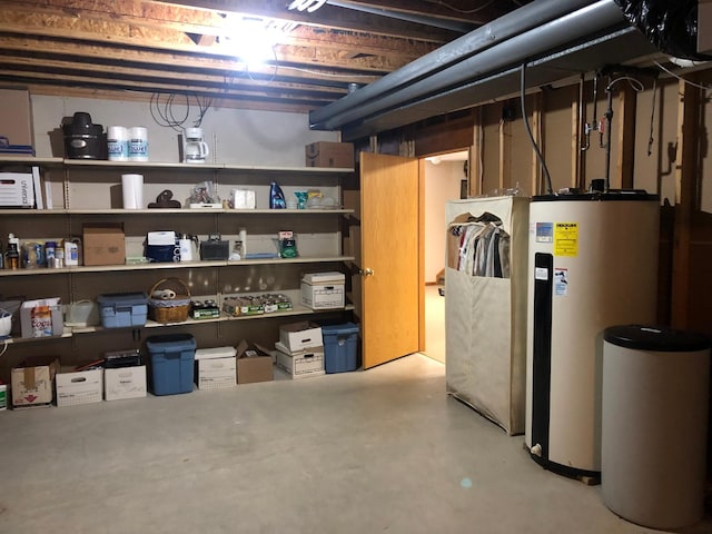 basement with water heater