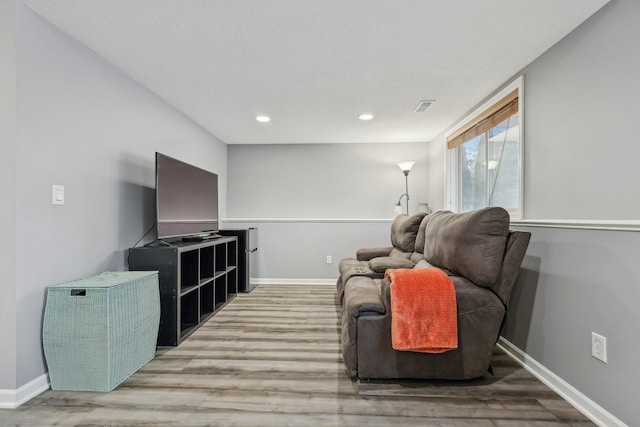 living room featuring light hardwood / wood-style flooring