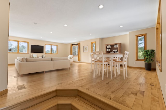 living room featuring light hardwood / wood-style flooring