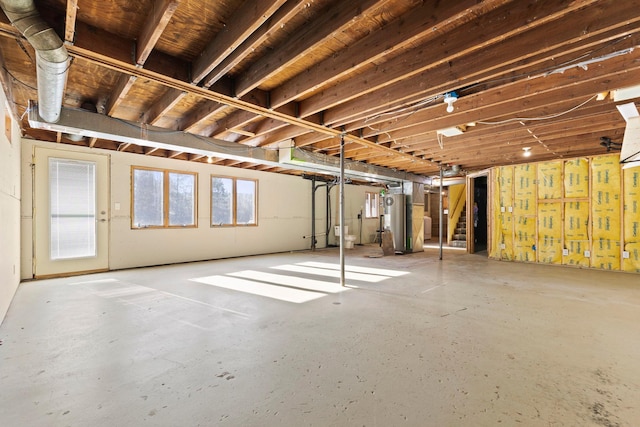 basement featuring water heater