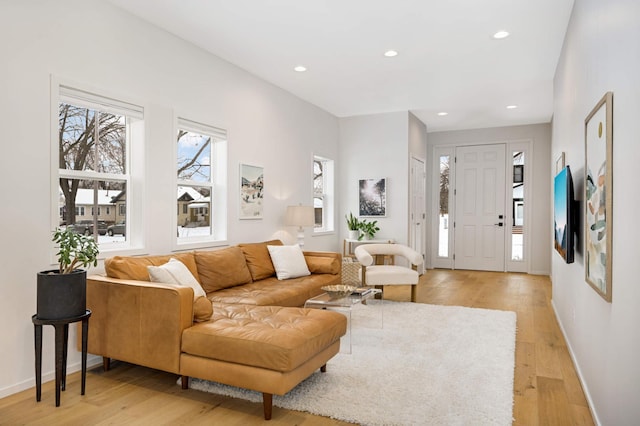 living room featuring light hardwood / wood-style floors