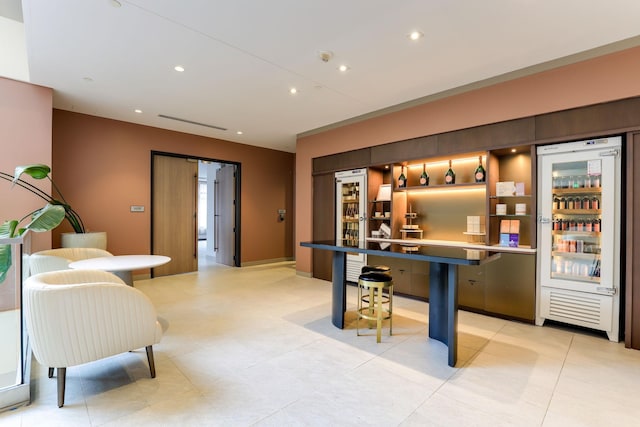 interior space with wine cooler