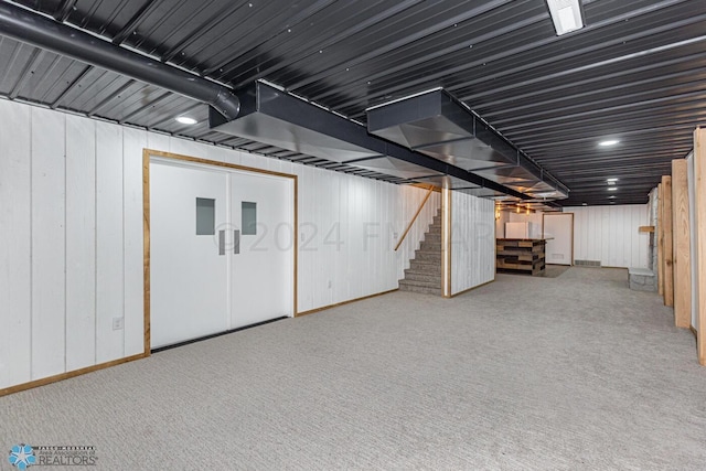 basement featuring carpet floors