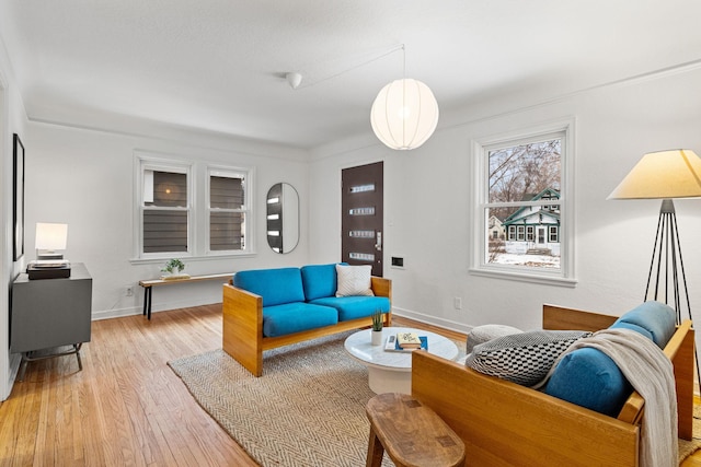 living room featuring light hardwood / wood-style floors