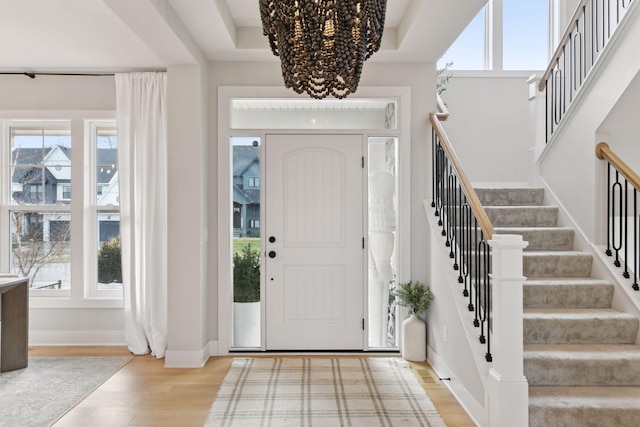 foyer entrance featuring light hardwood / wood-style floors