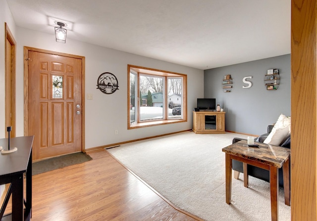 living room featuring light wood-type flooring