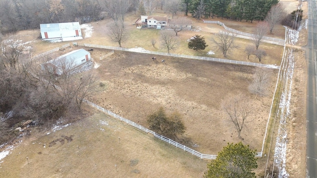 bird's eye view with a rural view