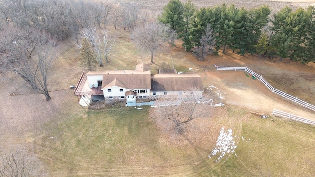 birds eye view of property featuring a rural view