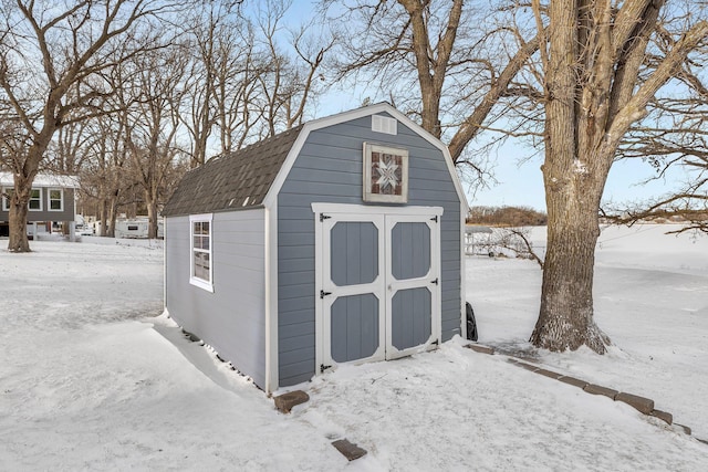 view of snow covered structure