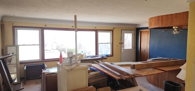 miscellaneous room featuring plenty of natural light and a textured ceiling