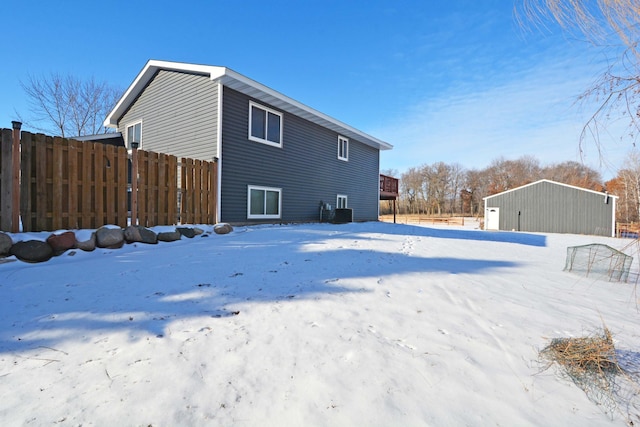 view of snow covered property