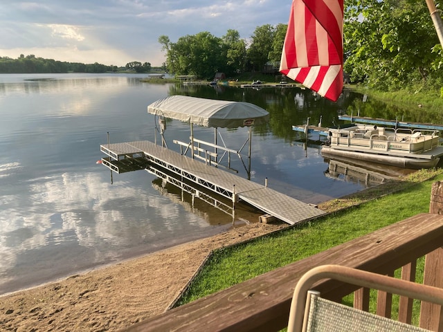 view of dock featuring a water view