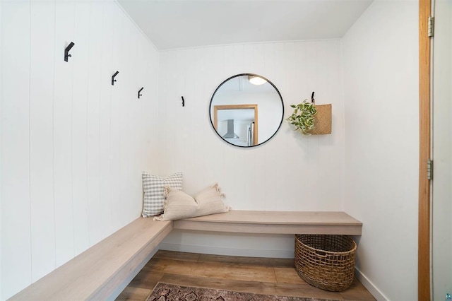 9505 Buskey Bay Dr, Iron River, WI 54847 - mudroom featuring wood finished floors and baseboards