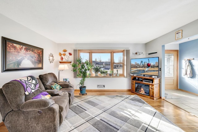 living room with hardwood / wood-style flooring