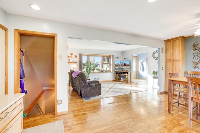 living room featuring light hardwood / wood-style floors