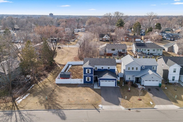 aerial view with a residential view