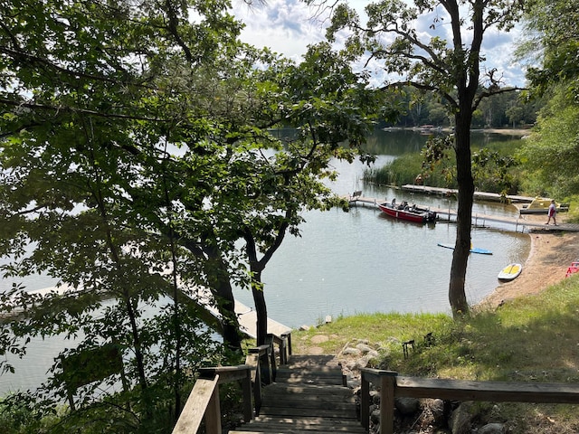 water view with a boat dock