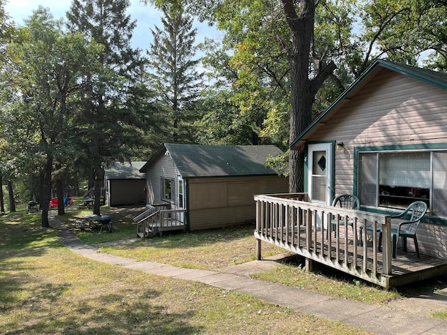 view of yard with a deck