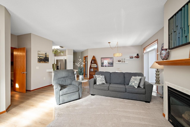 living room featuring light hardwood / wood-style floors