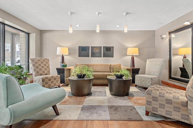 living room with light wood-type flooring