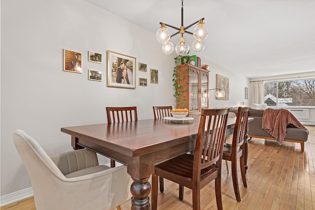 dining area with light hardwood / wood-style floors