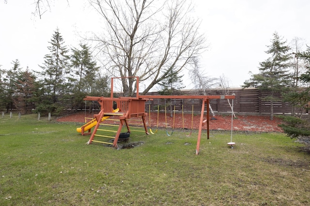 view of play area with a yard